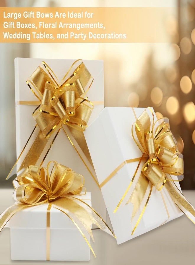 HEYTIMI 50 Pcs Large Pull Bows for Gift Wrapping, 7 Inch Rose Pattern Ribbon Bows for Presents Package Gift Baskets or Flower Decorations, Christmas, Wedding, Valentine's Day Anniversary Party Decor (Gold) - Image 4